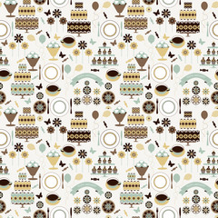 Vector seamless pattern with holiday elements in vintage colors.