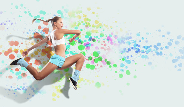 Image of sport woman jumping