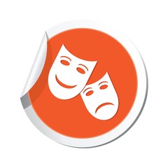 Sticker with theater icon. Vector illustration