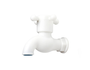 White Faucet Isolated Close-up