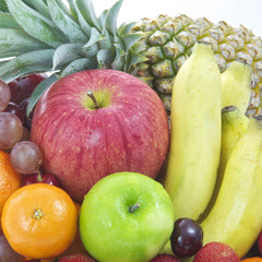 Assortment of exotic fruits isolated on white