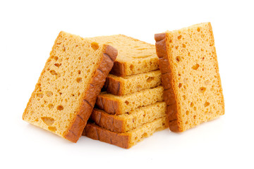 tranches de pain d'épice sur fond blanc