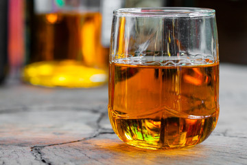 Golden Brown Whisky on the rocks in a glass