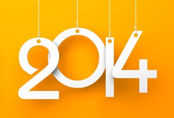 White tags with 2014 on orange background