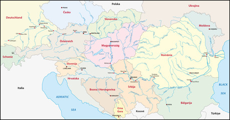 Donau Karte - obrazy, fototapety, plakaty