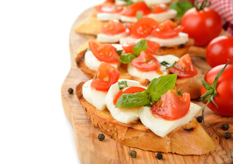 Bruschetta with mozzarella and tomatoes