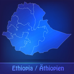 Aethiopien mit Grenzen in einfarbig Scribble