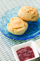 scone with strawberry jam