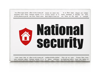 Security concept: newspaper with National Security and Shield