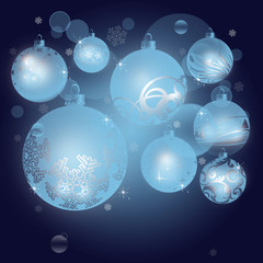 Blue Christmas Background with Christmas ornaments