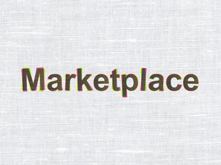 Marketing concept: Marketplace on fabric texture background