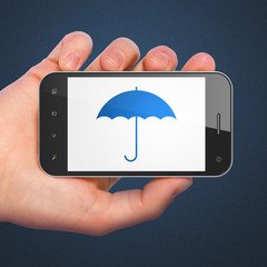 Privacy concept: Umbrella on smartphone