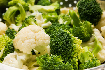 Fresh cauliflower and broccoli
