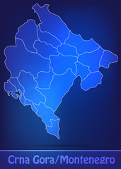 Grenzkarte von Montenegro mit Grenzen in einfarbig Scribble