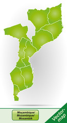 Grenzkarte von Mosambik mit Grenzen in Grün