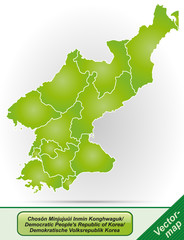 Grenzkarte von Korea-Nord mit Grenzen in Grün