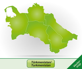 Grenzkarte von Turkmenistan mit Grenzen in Grün