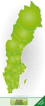 Grenzkarte von Schweden mit Grenzen in Grün