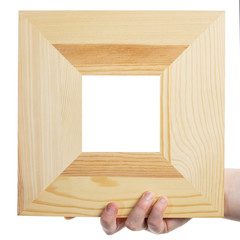 Wooden frame in hand
