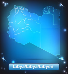 Libyen mit Grenzen in leuchtend einfarbig