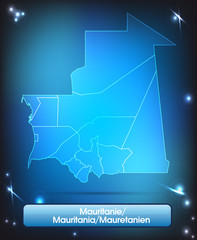 Mauretanien mit Grenzen in leuchtend einfarbig