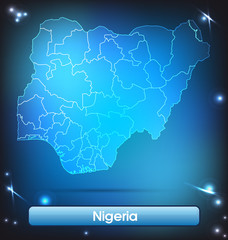 Nigeria mit Grenzen in leuchtend einfarbig
