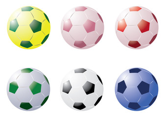 soccer balls in different colours