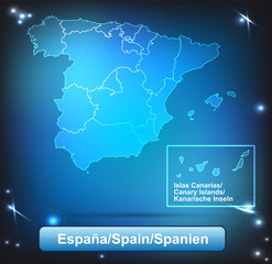 Spanien mit Grenzen in leuchtend einfarbig