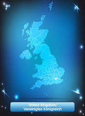 England mit Grenzen in leuchtend einfarbig