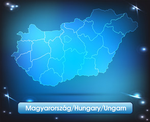 Ungarn mit Grenzen in leuchtend einfarbig