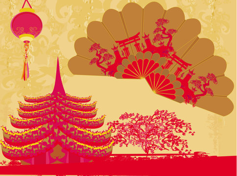Decorative Traditional lanterns ,Chinese landscape and beautiful