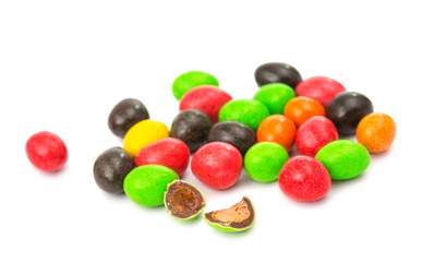 color dragees with peanuts isolated