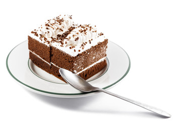 Chocolate cakes and spoon