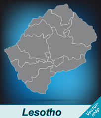 Lesotho mit Grenzen in leuchtend grau