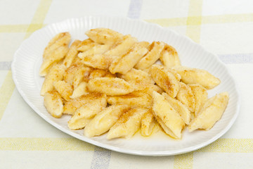 Noodles on white plate