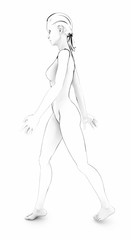 Fototapeta na wymiar Donna corpo umano anatomia corpo bianco schizzo disegno