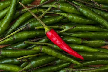 Red and green chili peppers