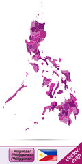 Fototapeta na wymiar Grenzkarte von Philippinen mit Grenzen in Violett