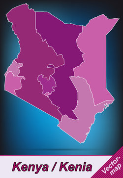 Grenzkarte von Kenia mit Grenzen in Violett