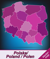 Grenzkarte von Polen mit Grenzen in Violett