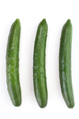 green cucumbers isolated on white background