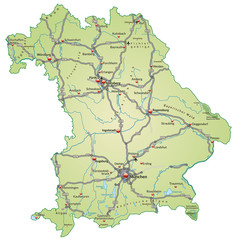 Inselkarte von Bayern  mit Verkehrsnetz