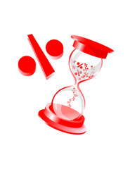 Скидки. Распродажа. Песочные часы с дисконтом вместо песка