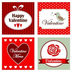 Set of romantic valentine invitation cards, vector illustration