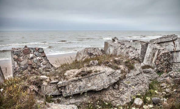 Half-demolished military fortifications