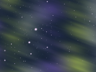 Aurora glow, shining starry and snowy background