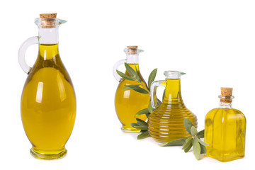 Obraz na płótnie Canvas composition of oil bottles and olives