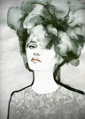Photo sur Plexiglas Visage aquarelle Belle femme. Illustration de mode peinte à la main