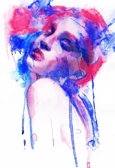 Photo sur Plexiglas Visage aquarelle Belle femme. Illustration de mode peinte à la main