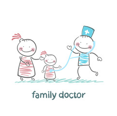 family doctor treats her mother with a child